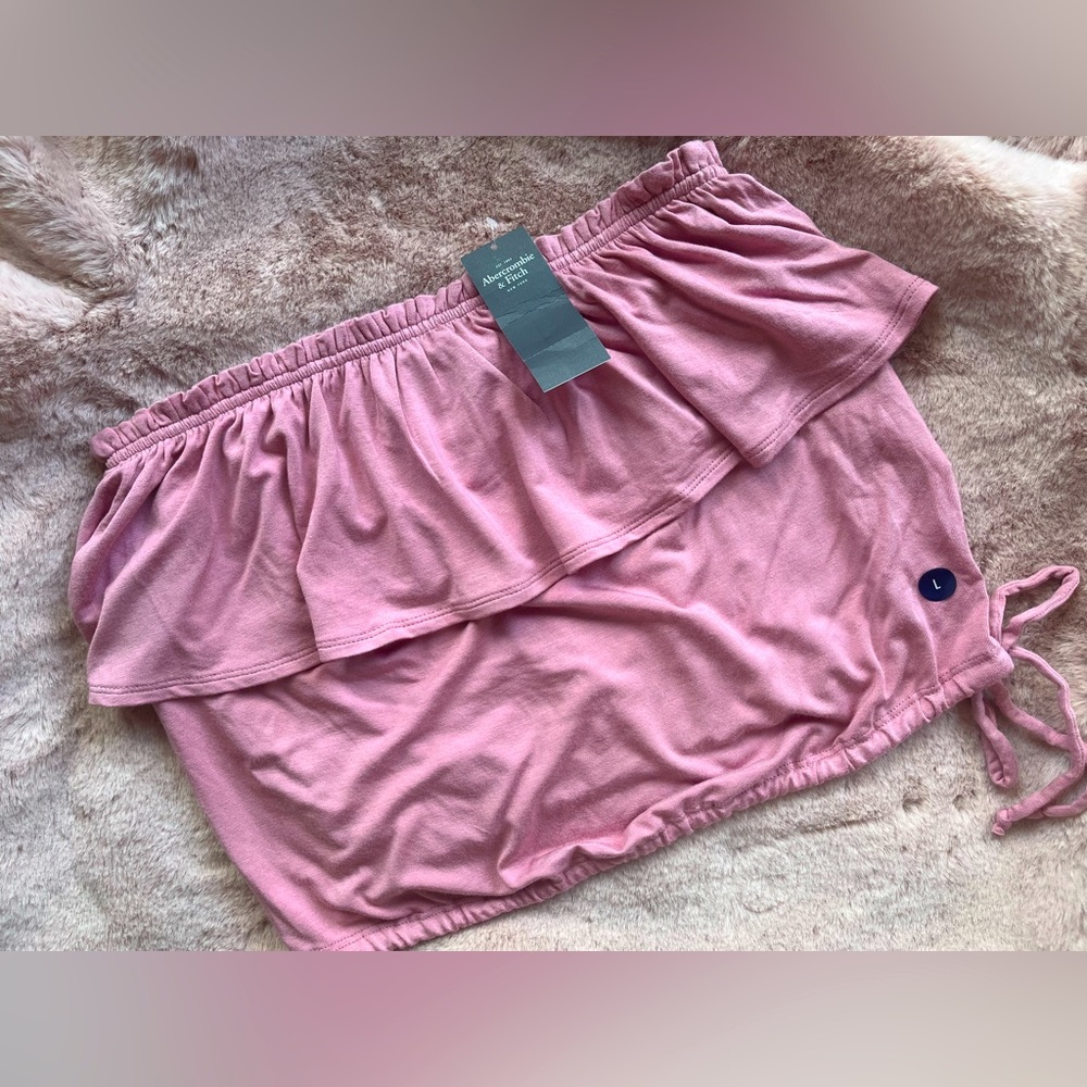 NWT Abercrombie Pink Tube Top, Adjustable Tie at Hem, L